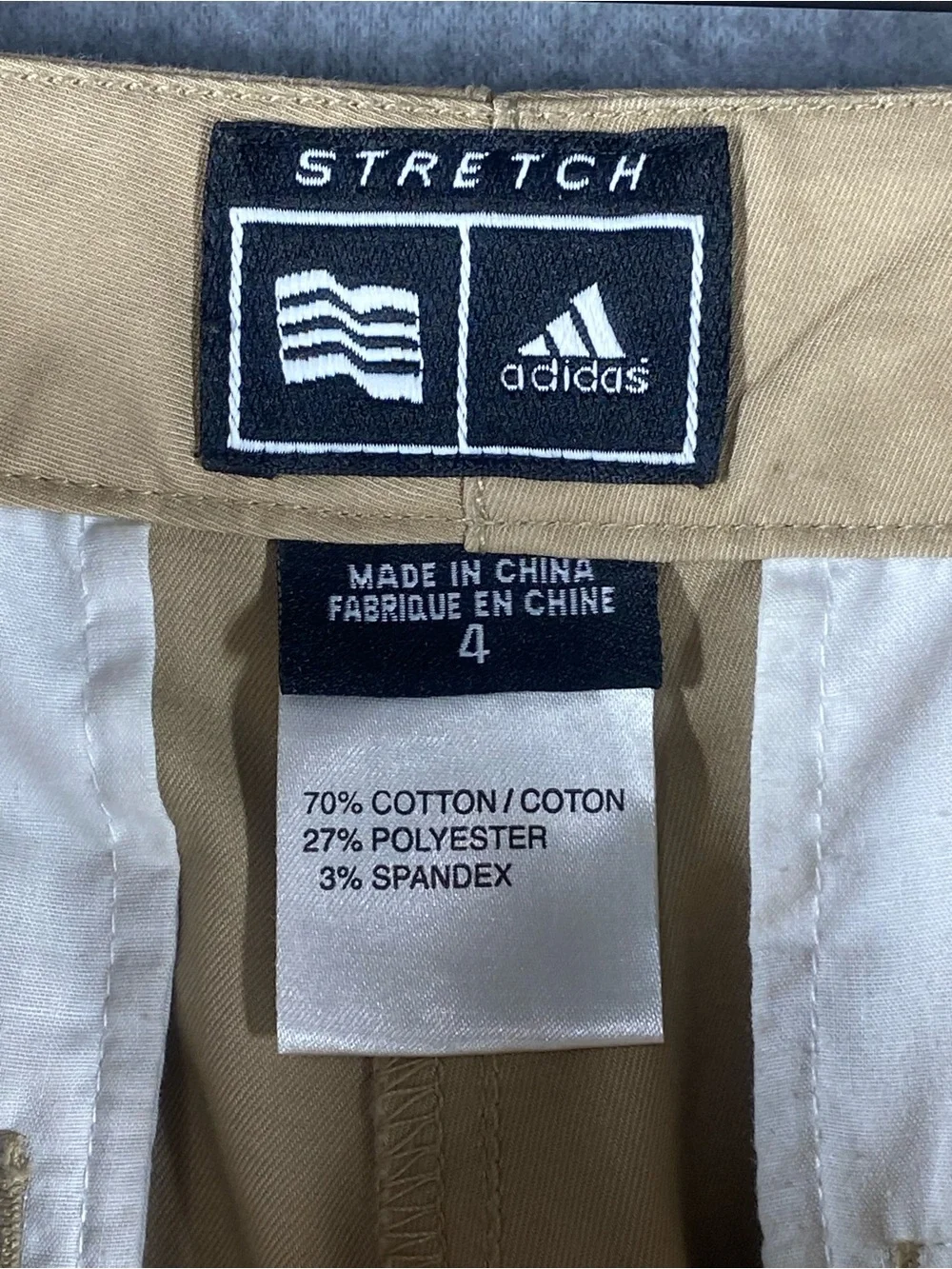 Adidas sports pants women’s size 4 khaki stretch pockets with zipper outdoors